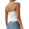 imageLYANER Womens Drape Cowl Neck Spaghetti Strap Crop Top Sleeveless Ruched Cami ShirtsWhite