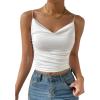 imageLYANER Womens Drape Cowl Neck Spaghetti Strap Crop Top Sleeveless Ruched Cami ShirtsWhite