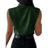 imageLYANER Womens Elegant V Neck Pleated Sleeveless Blouse Chiffon Work Shirt Tank Tops Dark Green Medium