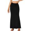 imageLYANER Womens Fold Over Waist Maxi Skirt Lightweight Floor Length Flared Long SkirtsBlack