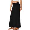 imageLYANER Womens Fold Over Waist Maxi Skirt Lightweight Floor Length Flared Long SkirtsBlack
