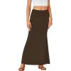 imageLYANER Womens Fold Over Waist Maxi Skirt Lightweight Floor Length Flared Long SkirtsBrown