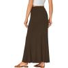 imageLYANER Womens Fold Over Waist Maxi Skirt Lightweight Floor Length Flared Long SkirtsBrown
