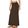 imageLYANER Womens Fold Over Waist Maxi Skirt Lightweight Floor Length Flared Long SkirtsBrown