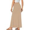 imageLYANER Womens Fold Over Waist Maxi Skirt Lightweight Floor Length Flared Long SkirtsKhaki