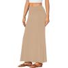imageLYANER Womens Fold Over Waist Maxi Skirt Lightweight Floor Length Flared Long SkirtsKhaki