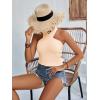 imageLYANER Womens Halter Criss Coss Backless Self Tie Back Sleeveless Blouse Shirt Cami TopBeige