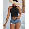 imageLYANER Womens Halter Criss Coss Backless Self Tie Back Sleeveless Blouse Shirt Cami TopBlack