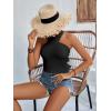 imageLYANER Womens Halter Criss Coss Backless Self Tie Back Sleeveless Blouse Shirt Cami TopBlack