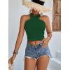 imageLYANER Womens Halter Criss Coss Backless Self Tie Back Sleeveless Blouse Shirt Cami TopDark Green