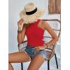 imageLYANER Womens Halter Criss Coss Backless Self Tie Back Sleeveless Blouse Shirt Cami TopRed
