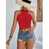 imageLYANER Womens Halter Criss Coss Backless Self Tie Back Sleeveless Blouse Shirt Cami TopRed