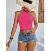 imageLYANER Womens Halter Criss Coss Backless Self Tie Back Sleeveless Blouse Shirt Cami TopRose