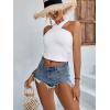 imageLYANER Womens Halter Criss Coss Backless Self Tie Back Sleeveless Blouse Shirt Cami TopWhite