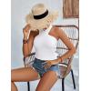 imageLYANER Womens Halter Criss Coss Backless Self Tie Back Sleeveless Blouse Shirt Cami TopWhite