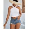 imageLYANER Womens Halter Criss Coss Backless Self Tie Back Sleeveless Blouse Shirt Cami TopWhite