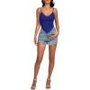 imageLYANER Womens Lace Trim V Neck Spaghetti Straps Sleeveless Fitted Cami TopRoyal Blue