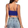 imageLYANER Womens Lace Trim V Neck Spaghetti Straps Sleeveless Fitted Cami TopRoyal Blue
