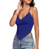 imageLYANER Womens Lace Trim V Neck Spaghetti Straps Sleeveless Fitted Cami TopRoyal Blue