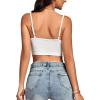 imageLYANER Womens Lace Trim V Neck Spaghetti Straps Sleeveless Fitted Cami TopWhite