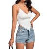imageLYANER Womens Lace Trim V Neck Spaghetti Straps Sleeveless Fitted Cami TopWhite