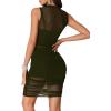 imageLYANER Womens Mesh Ruched Mock Neck Bodycon Sheer Dress 3 Piece Outfits Cami ShortsArmy Green