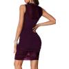 imageLYANER Womens Mesh Ruched Mock Neck Bodycon Sheer Dress 3 Piece Outfits Cami ShortsDark Purple