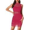 imageLYANER Womens Mesh Ruched Mock Neck Bodycon Sheer Dress 3 Piece Outfits Cami ShortsRose