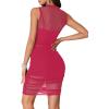 imageLYANER Womens Mesh Ruched Mock Neck Bodycon Sheer Dress 3 Piece Outfits Cami ShortsRose