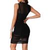 imageLYANER Womens Mesh Ruched Mock Neck Bodycon Sheer Dress 3 Piece Outfits Cami ShortsSolid Black