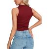 imageLYANER Womens Mock Neck Ribbed Knit Sleeveless Slim Fitted Solid Cami Crop Top Burgundy Medium
