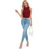 imageLYANER Womens Mock Neck Ribbed Knit Sleeveless Slim Fitted Solid Cami Crop Top Burgundy Medium