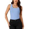 imageLYANER Womens Ribbed Tank Top Summer Sleeveless Scoop Neck Racerback Casual Basic Slim Fitted ShirtAzure