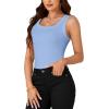 imageLYANER Womens Ribbed Tank Top Summer Sleeveless Scoop Neck Racerback Casual Basic Slim Fitted ShirtAzure
