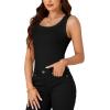 imageLYANER Womens Ribbed Tank Top Summer Sleeveless Scoop Neck Racerback Casual Basic Slim Fitted ShirtBlack
