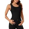 imageLYANER Womens Ribbed Tank Top Summer Sleeveless Scoop Neck Racerback Casual Basic Slim Fitted ShirtBlack