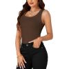 imageLYANER Womens Ribbed Tank Top Summer Sleeveless Scoop Neck Racerback Casual Basic Slim Fitted ShirtDark Brown