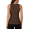 imageLYANER Womens Ribbed Tank Top Summer Sleeveless Scoop Neck Racerback Casual Basic Slim Fitted ShirtDark Brown