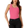 imageLYANER Womens Ribbed Tank Top Summer Sleeveless Scoop Neck Racerback Casual Basic Slim Fitted ShirtRose