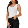 imageLYANER Womens Ribbed Tank Top Summer Sleeveless Scoop Neck Racerback Casual Basic Slim Fitted ShirtWhite