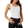 imageLYANER Womens Ribbed Tank Top Summer Sleeveless Scoop Neck Racerback Casual Basic Slim Fitted ShirtWhite
