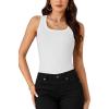 imageLYANER Womens Ribbed Tank Top Summer Sleeveless Scoop Neck Racerback Casual Basic Slim Fitted ShirtWhite