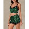 imageLYANER Womens Satin Polka Dots Pajama Set 3pcs Lace Cami Lingerie Sleepwear with RobeDark Green