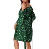 imageLYANER Womens Satin Polka Dots Pajama Set 3pcs Lace Cami Lingerie Sleepwear with RobeDark Green
