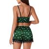 imageLYANER Womens Satin Polka Dots Pajama Set 3pcs Lace Cami Lingerie Sleepwear with RobeDark Green