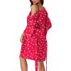 imageLYANER Womens Satin Polka Dots Pajama Set 3pcs Lace Cami Lingerie Sleepwear with RobeRed