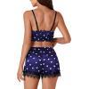 imageLYANER Womens Satin Polka Dots Pajama Set 3pcs Lace Cami Lingerie Sleepwear with RobeRoyal Blue