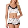 imageLYANER Womens Satin Polka Dots Pajama Set 3pcs Lace Cami Lingerie Sleepwear with RobeWhite