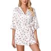 imageLYANER Womens Satin Polka Dots Pajama Set 3pcs Lace Cami Lingerie Sleepwear with RobeWhite