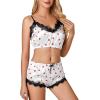 imageLYANER Womens Satin Polka Dots Pajama Set 3pcs Lace Cami Lingerie Sleepwear with RobeWhite